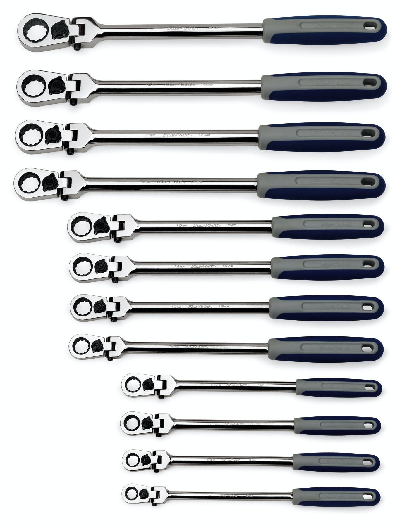 12 pc 12-Point Metric Locking Flex-Head Ratcheting Box Wrench Set (8-19 mm) (Blue-Point®) | BOERMFLCG712 12 pc 12-Point Metric Locking Flex-Head Ratcheting Box Wrench Set (8-19 mm) (Blue-Point®) | BOERMFLCG712